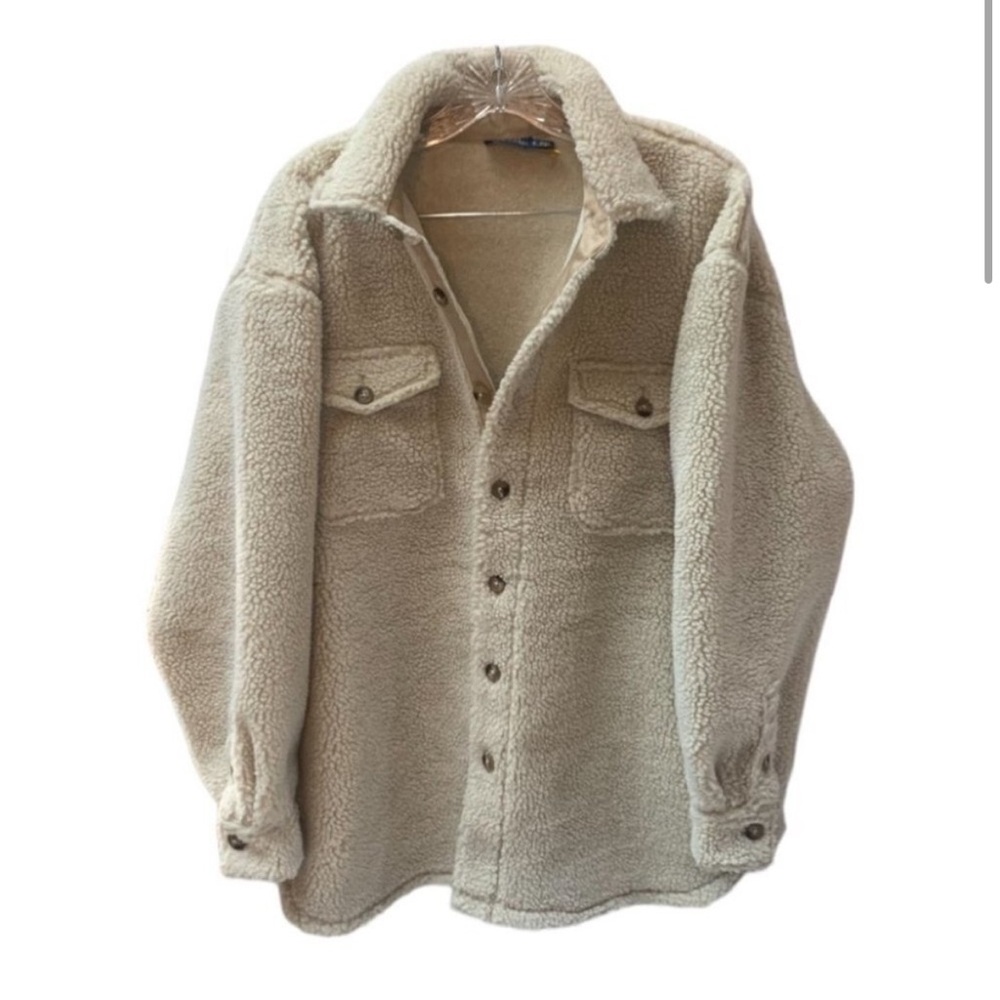 Polo Ralph Lauren Oversized Sherpa Fleece Button Up Shacket Jacket M - Picture 4 of 14